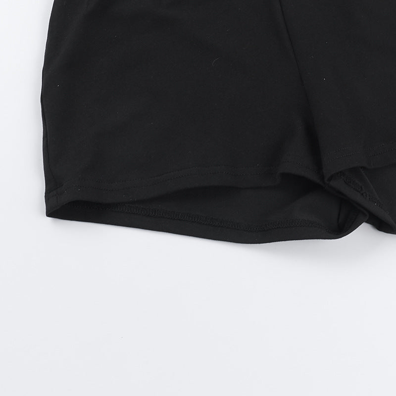 Women's Fashion Summer Set High Waist Solid Color Shorts and Halter Neck Flower Top 15