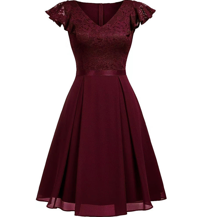 Women Lace Cutout Chiffon Dress 13