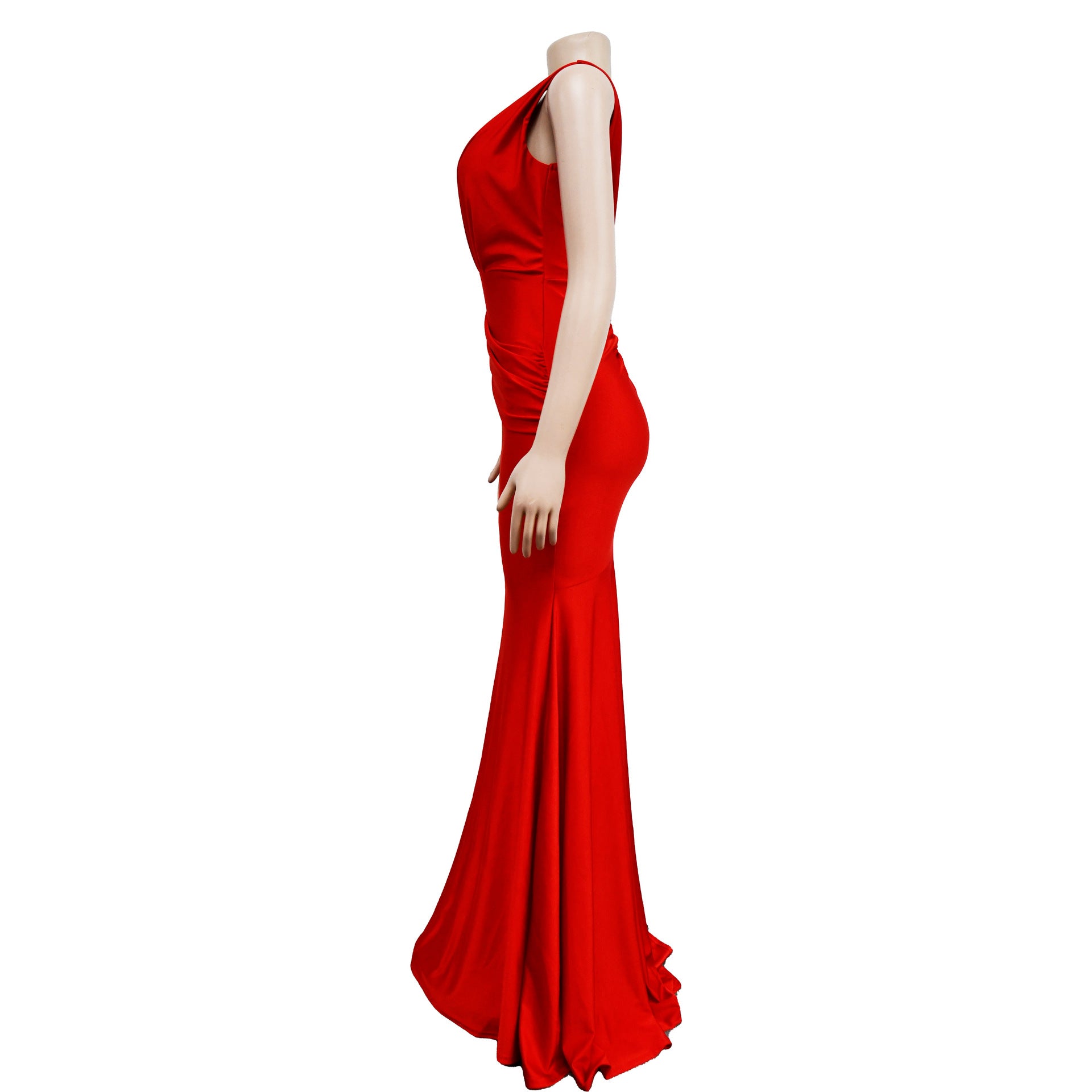 Women Solid V-Neck Sleeveless Pleated Maxi Dress 38
