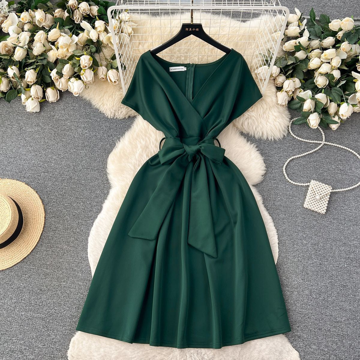 Summer Bow Tie Slim Waist Chic Formal Party Dress 4