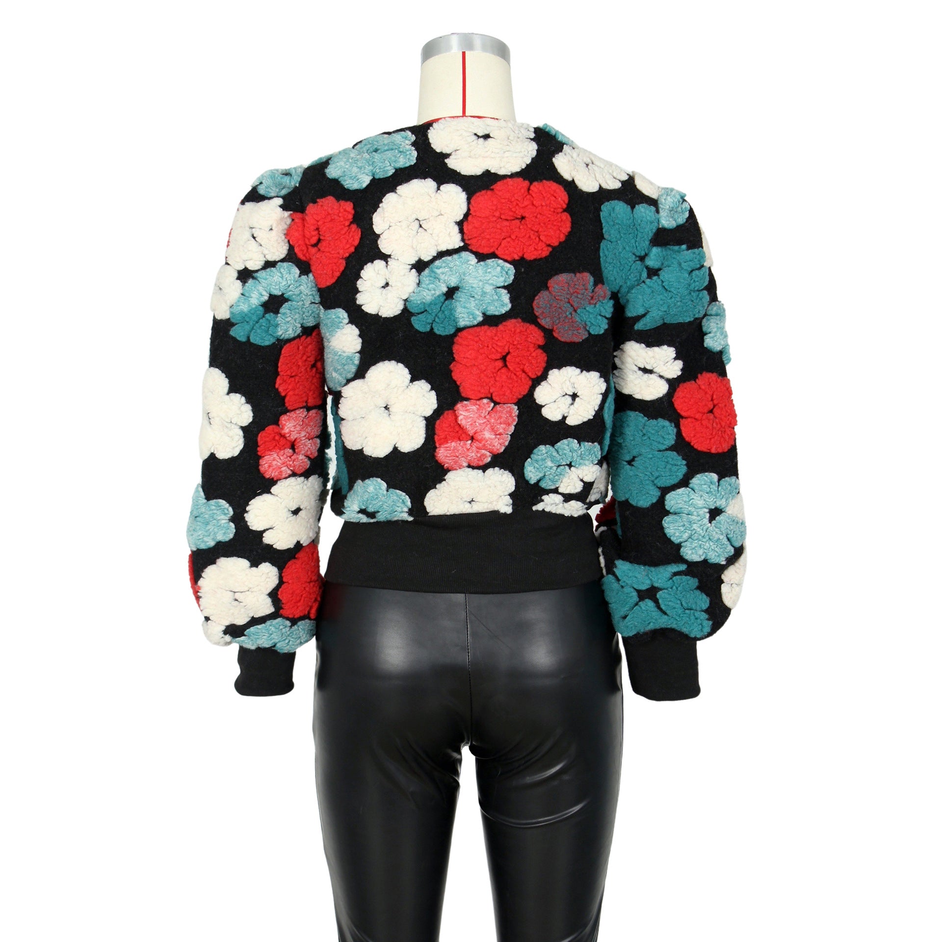 Women Fall and Winter Retro Flower Crop Jacket 21