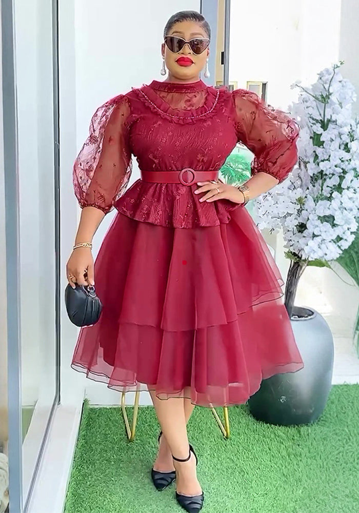 Plus Size Women's African Fashion Mesh Dress