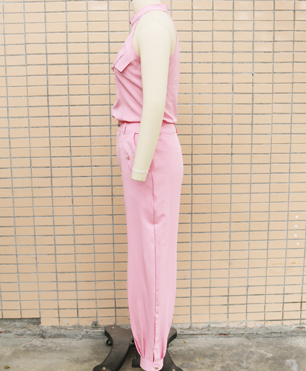 Women Summer Sleeveless Top and Cargo Pants Two-Piece Set 14