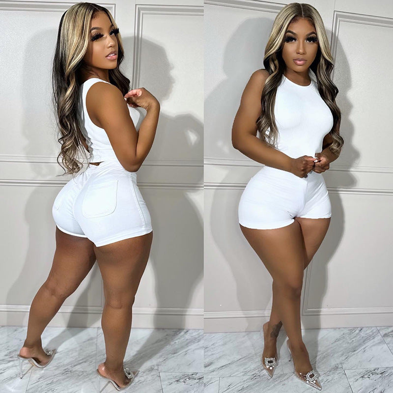 Summer Women's Stretch High Waist Denim Shorts