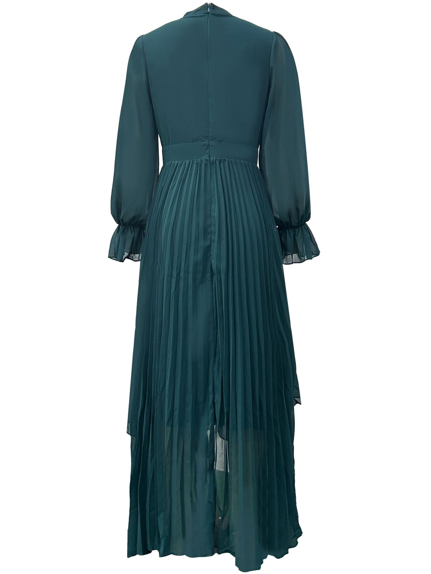 Women Solid Ruffle Pleated Dress 4