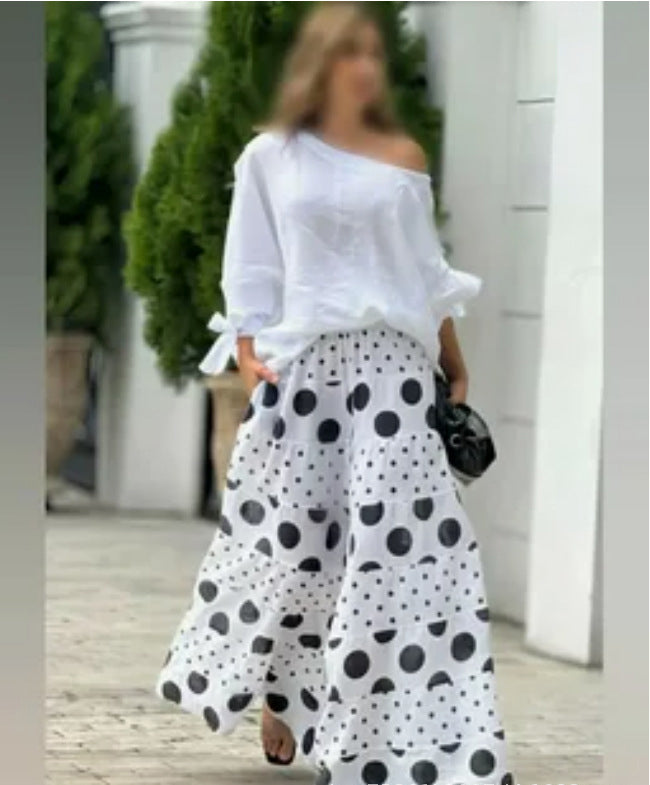 Women's Casual Slash Shoulder Top Printing Loose Pants Fashion 2-Piece Set 5