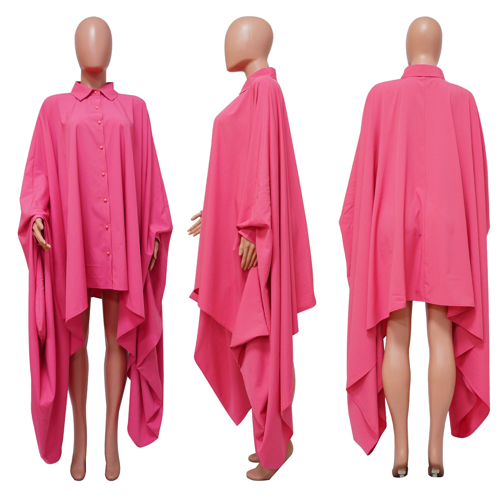 Plus Size Women's Autumn and Winter Fashion Irregular Cardigan Solid Color Loose Dress 16