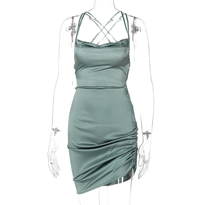 Women summer Career suspender Solid sleeveless sexy Dress 28