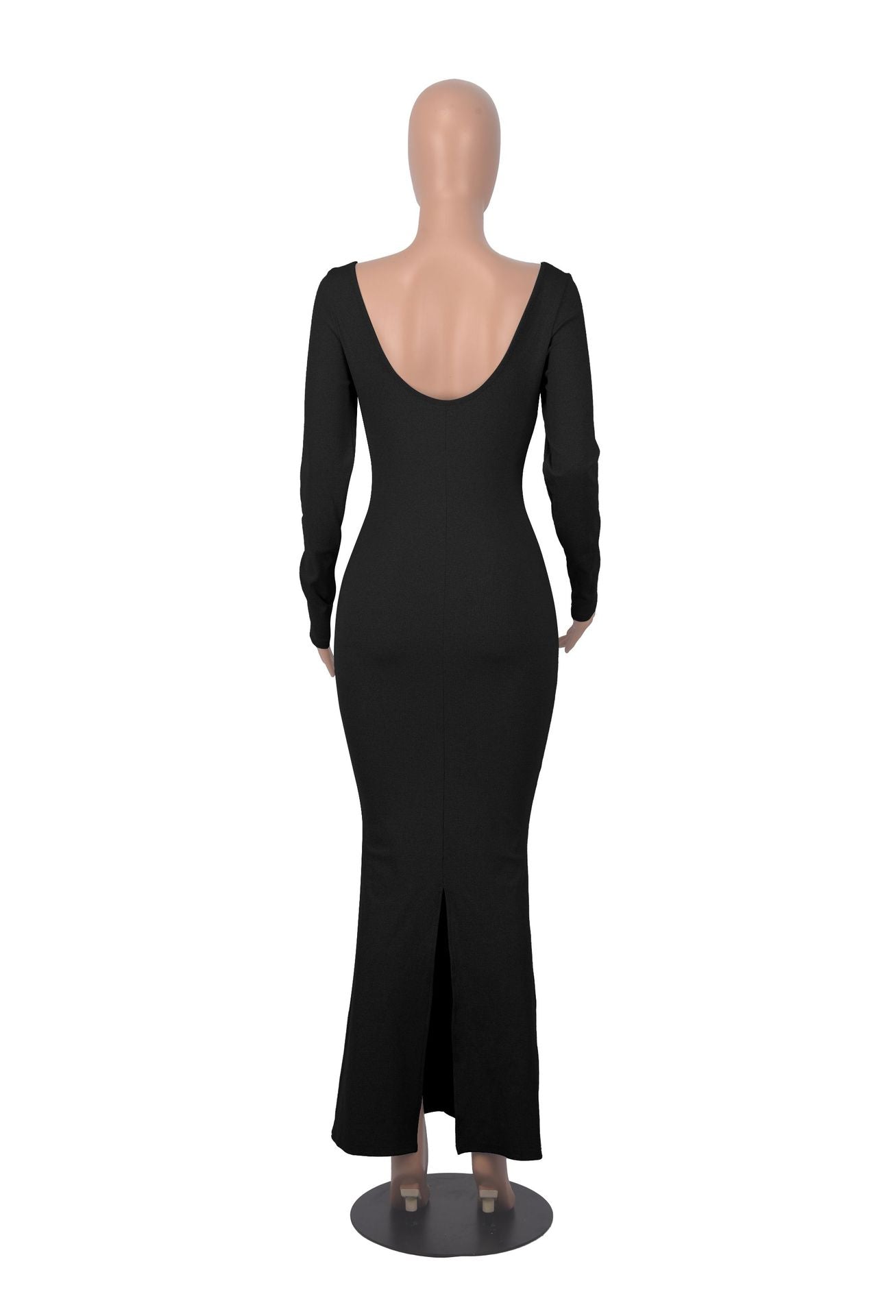 Women autumn square neck long sleeve knitting dress 15