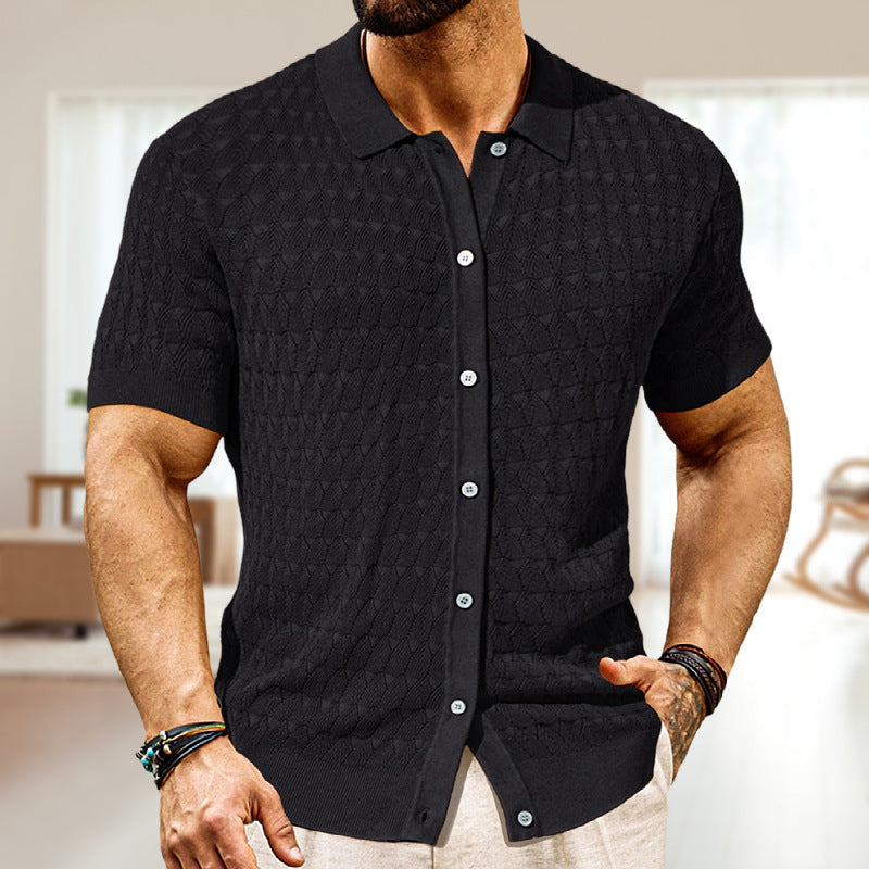 Men's Spring and summer knitting short-sleeved polo top 7