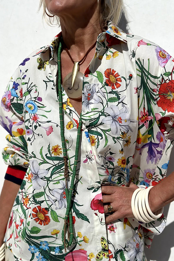 Spring/Summer Women's Printed Casual Shirt & Pants Two-Piece Set 3