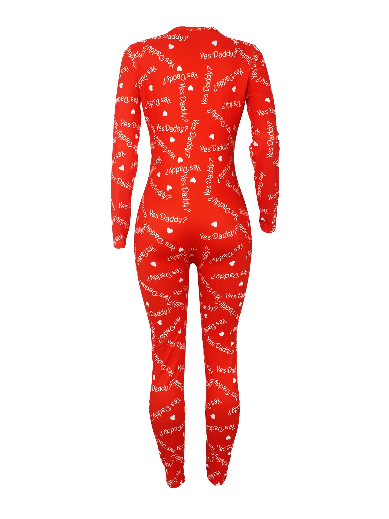 Women's Sexy Fashion Pattern Print Deep V-Neck Long Sleeve Tight Slim Jumpsuit 47