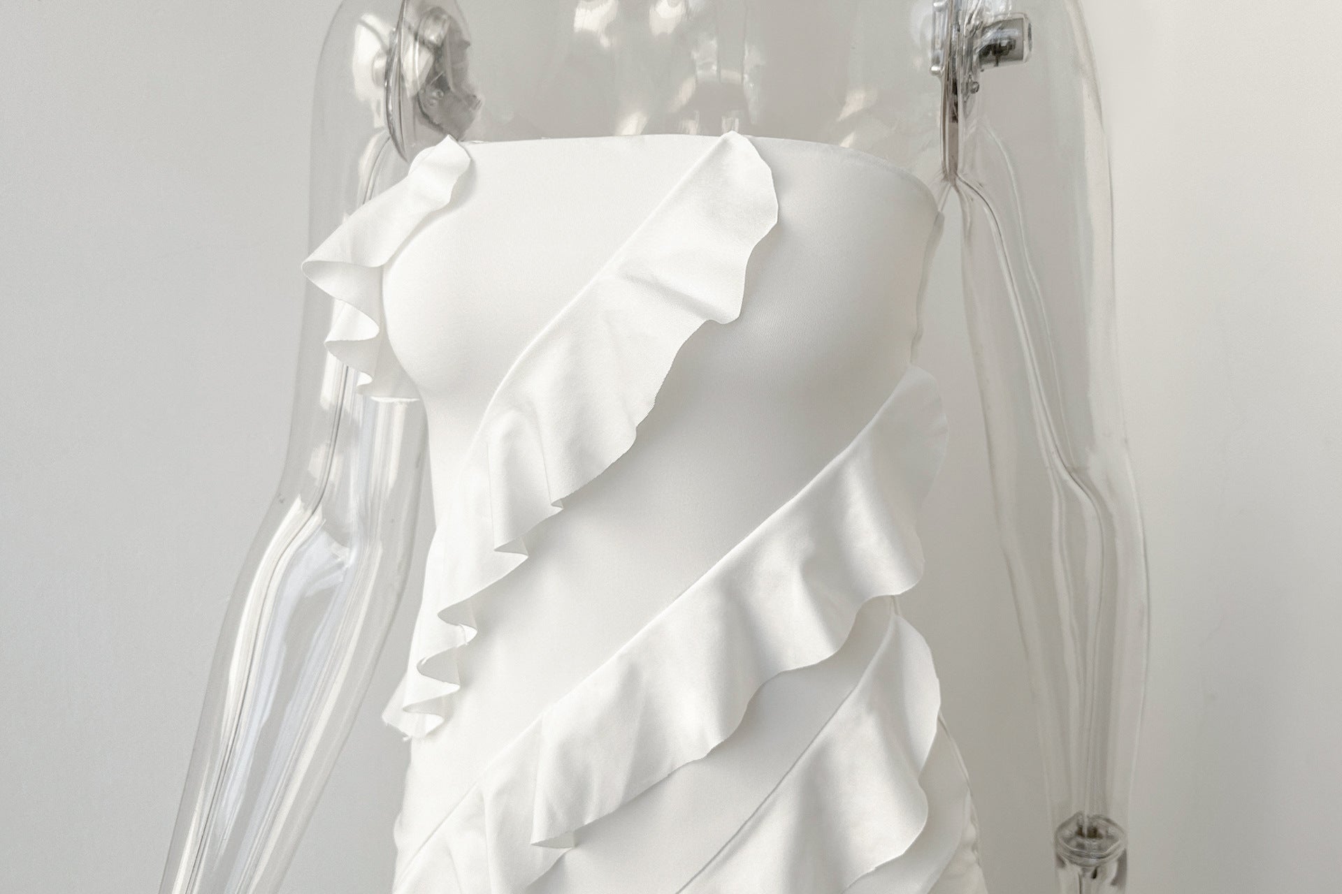 Women Summer Sexy Side Slit Irregular Bodycon Strapless Dress 10