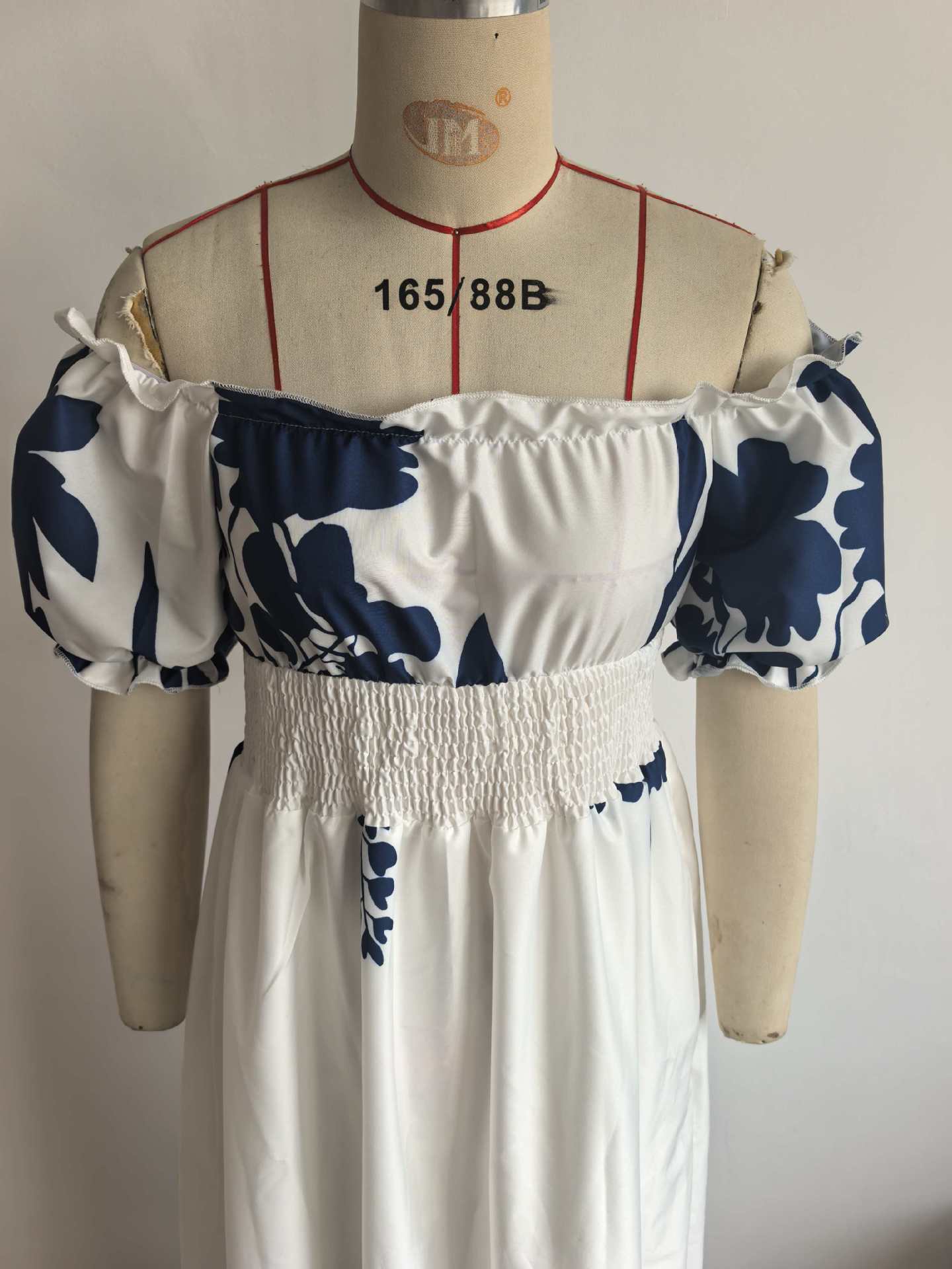 Women Summer Puff-Sleeve Printed Strap Dress 20