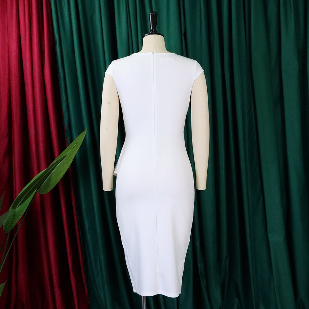 Women's Spring Summer Solid Color Ruched Chic African Dress 12