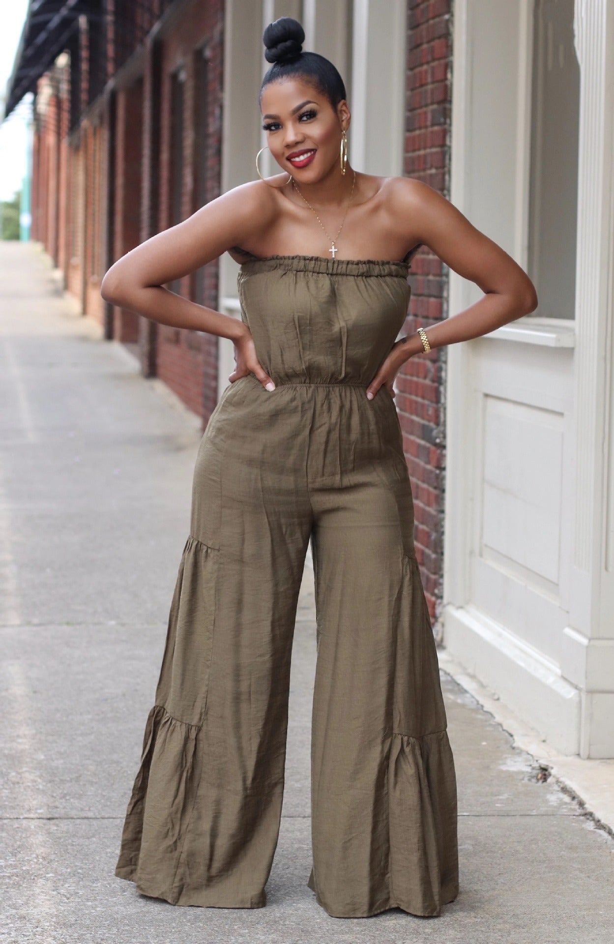 Wrapped chest linen Jumpsuit