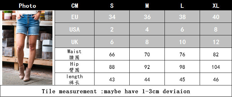 Women Stretchy Button Whisker Denim Shorts 8