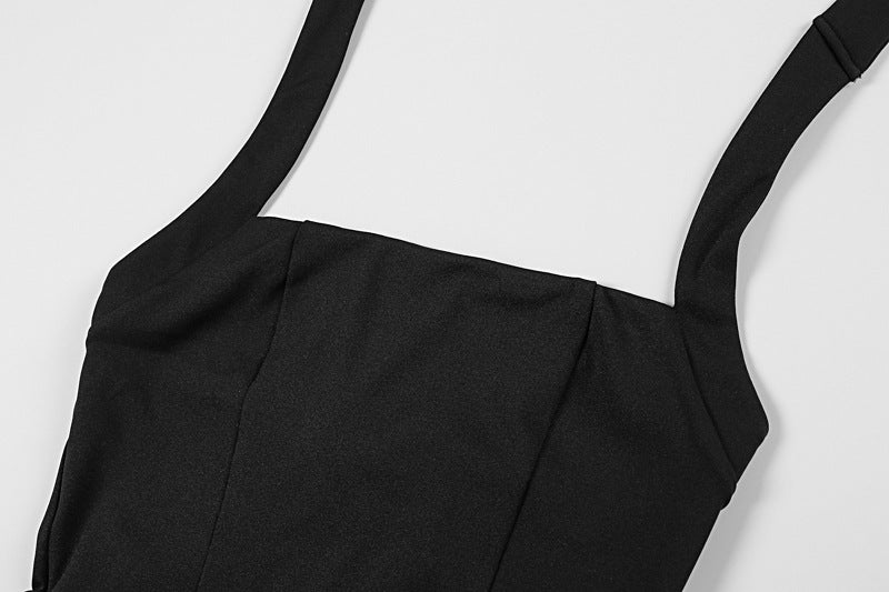 Summer Women's Fashion Chic Elegant Halter Neck Slim Waist A-line Dress 8