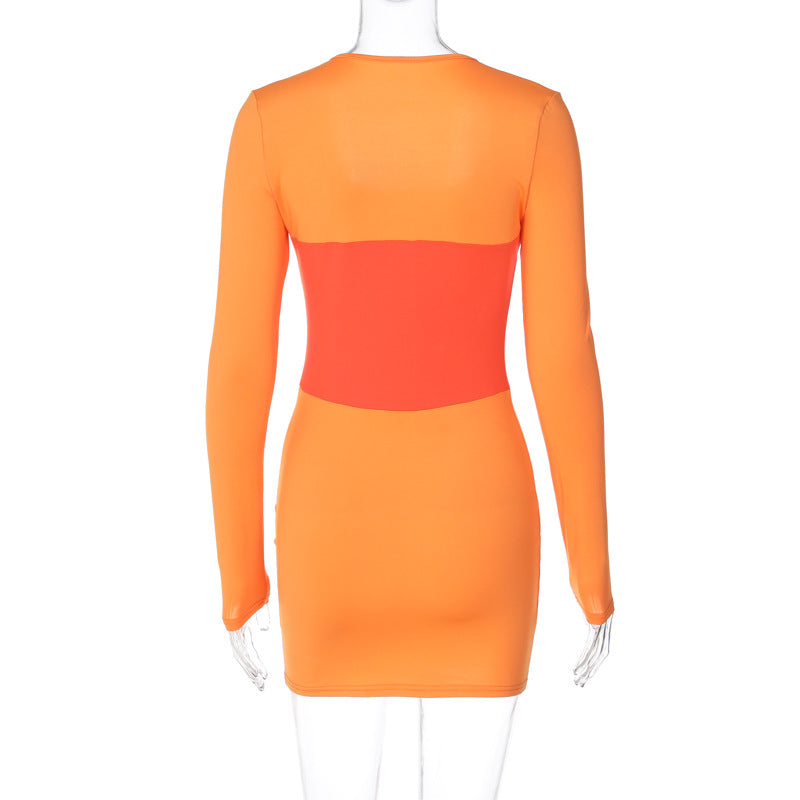 Women Contrast Patchwork Bodycon Dress 6