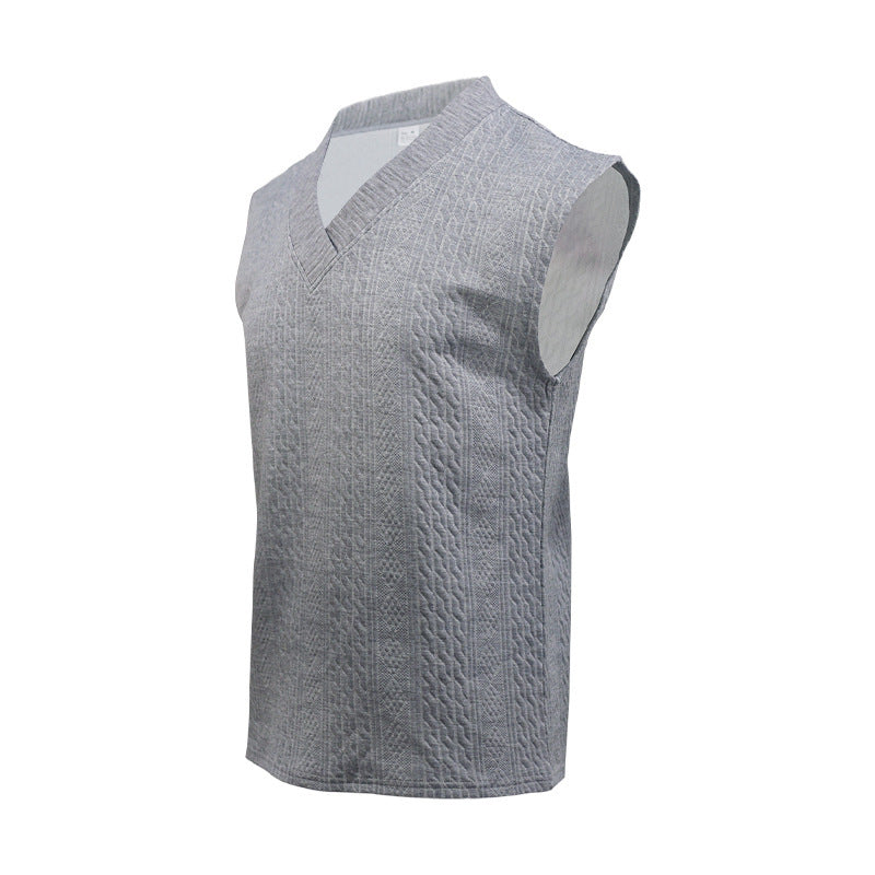Men's Summer Loose Sleeveless T-Shirt Shorts Men's Summer Casual Jacquard Knitting Set 55