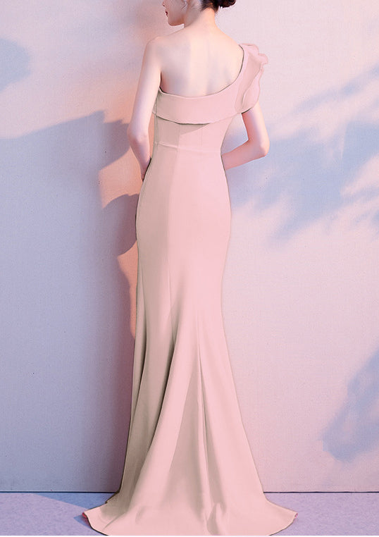 Women Summer Formal One Shoulder Shoulder High Slit Mermaid Evening Dress 33