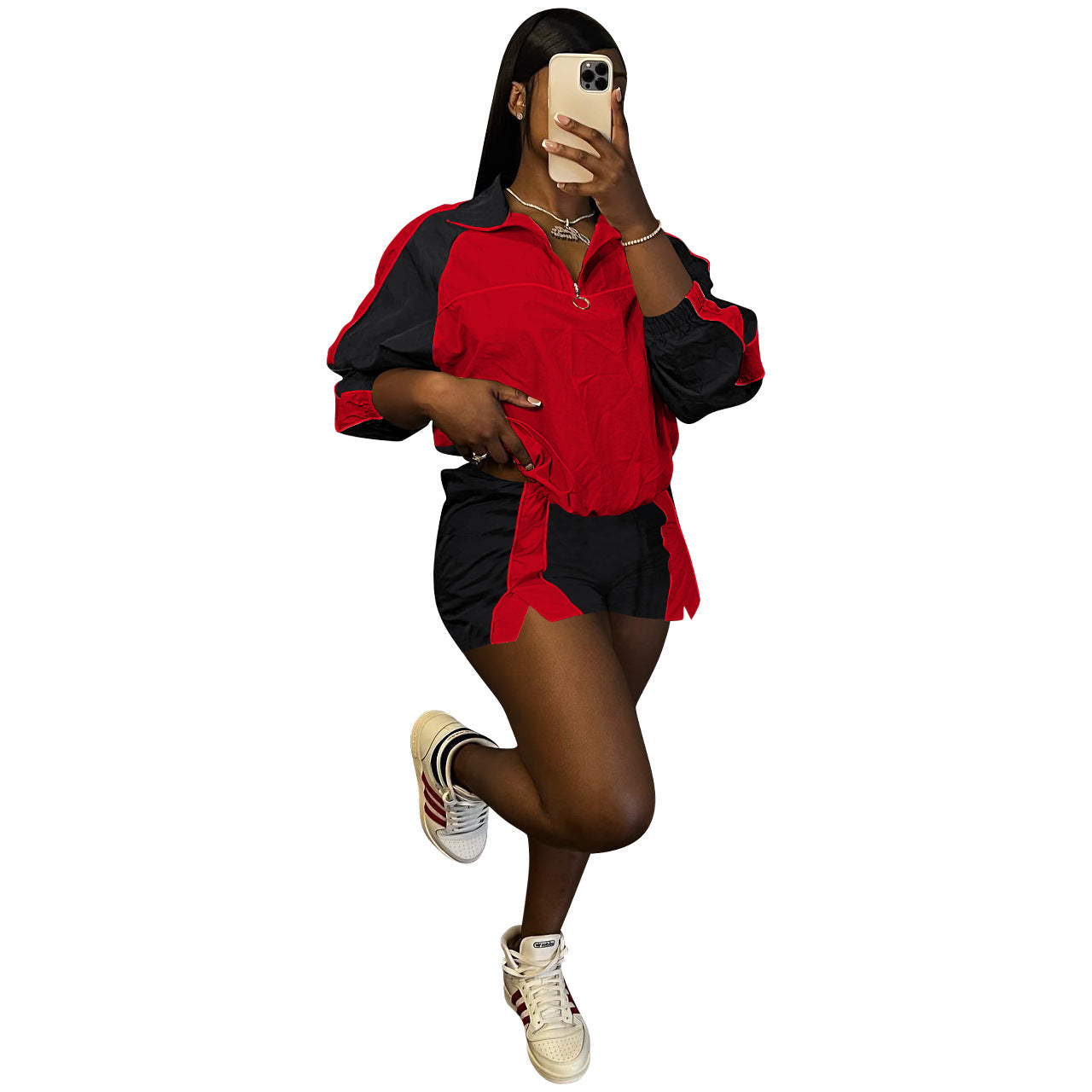 Women's Fashion Casual Multicolor Colorblock Two-Piece Set 11