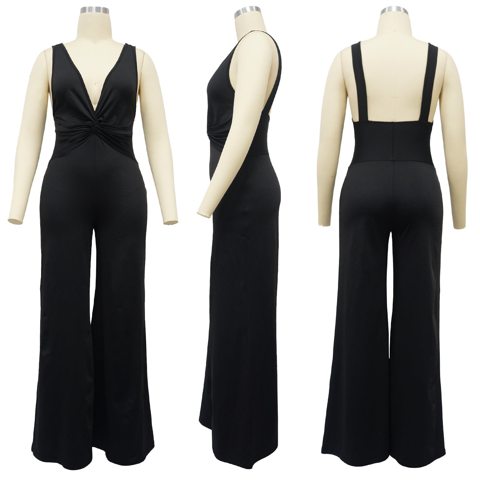 Women's Sexy Deep V Low Back Sleeveless Jumpsuit 13