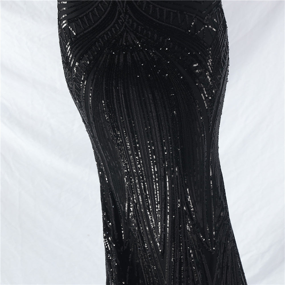 Plus size Women sequined formal party maxi evening dress 64