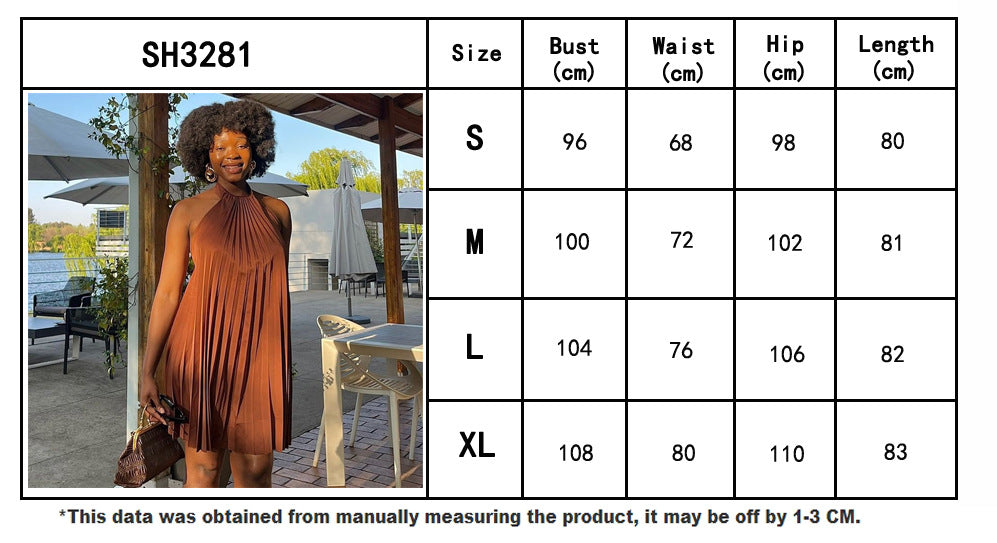 African Women Solid Color Pleated Short Dress 6