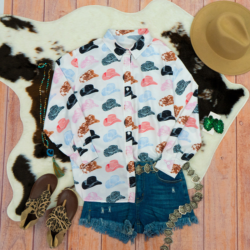 Single-Breasted Printed Women's Shirt Tops 5