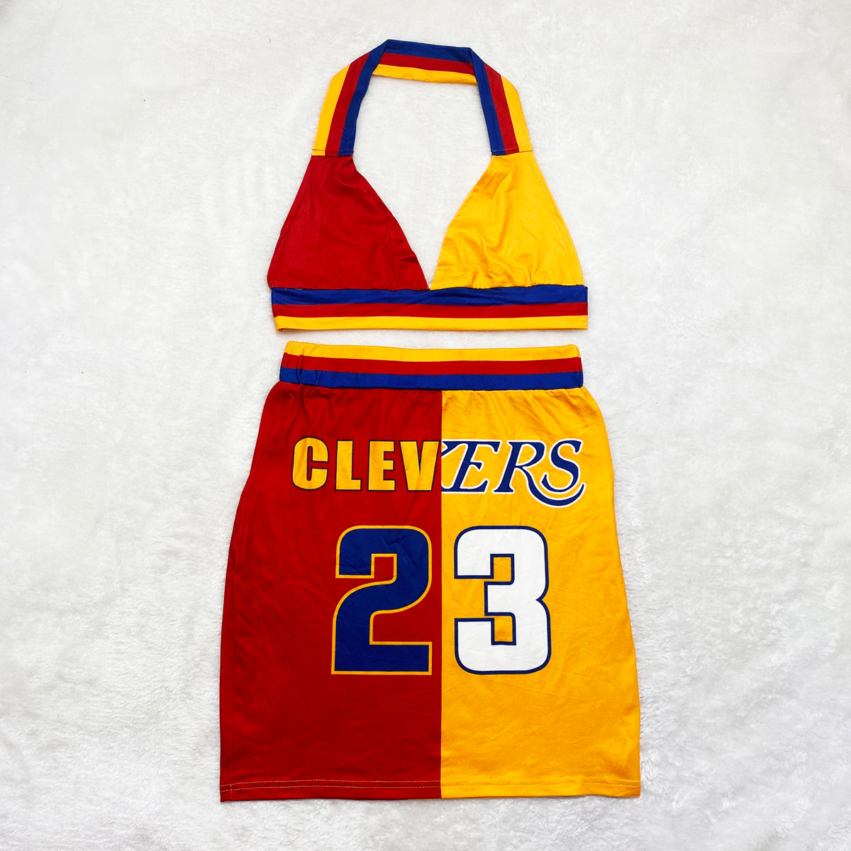 Summer Sports Print Halter Bra and Mini Skirt 2PC Set 4