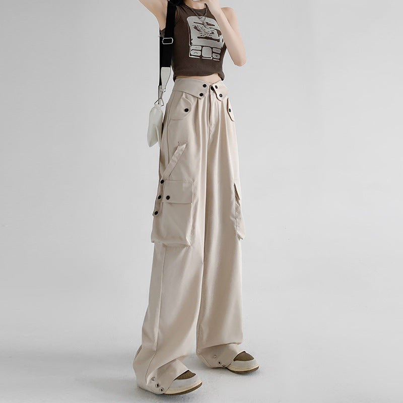 American Cargo Pants Spring And Autumn Retro Loose Straight Casual Wide Leg Pants High Waist Slim Fit Sports Pants 11