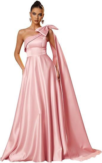 Women One-Shoulder Satin Formal Evening Dress（Processing time need 3-6 days） 47