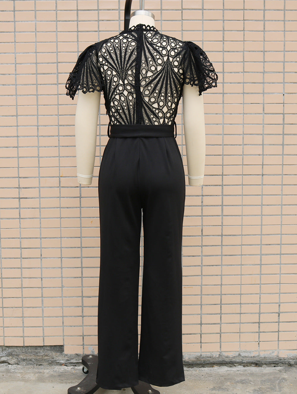 Solid Lace Patchwork Summer Chic Slim Fit Jumpsuit 12
