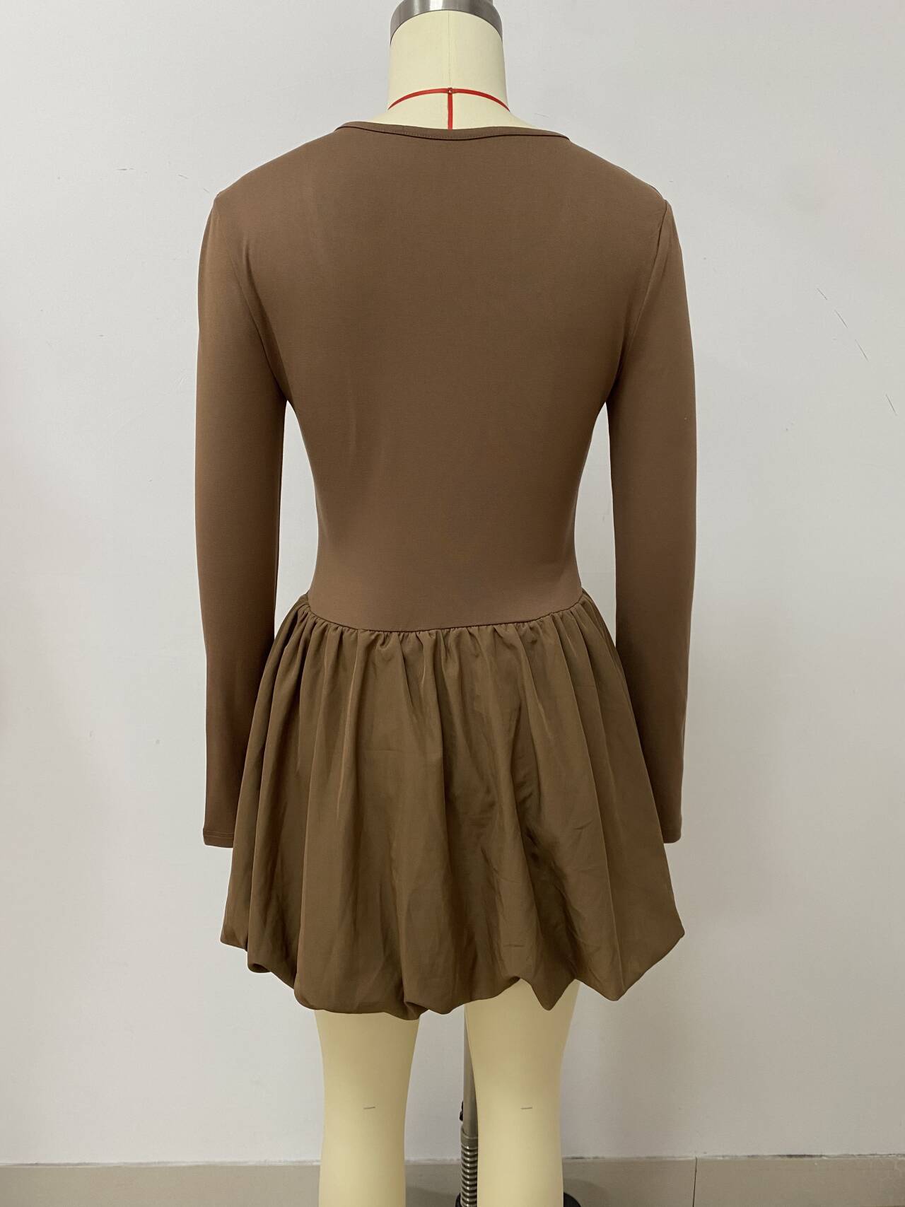 Women Fall and Winter Long Sleeve Flower Bud Strap Dress 12