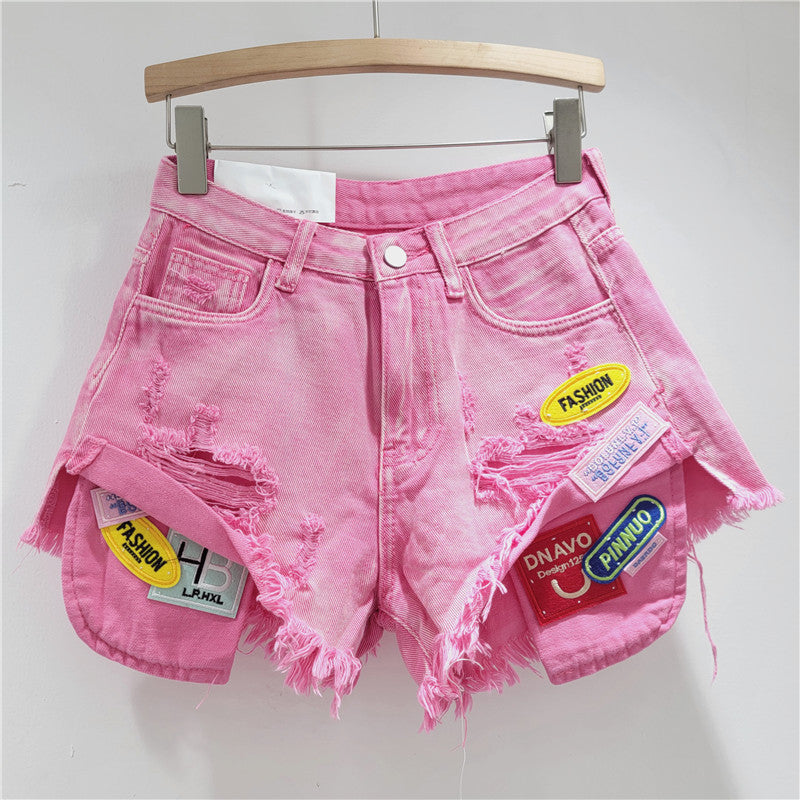 High-Waist Embroidered Summer Wide-Leg Denim Shorts for Women 6
