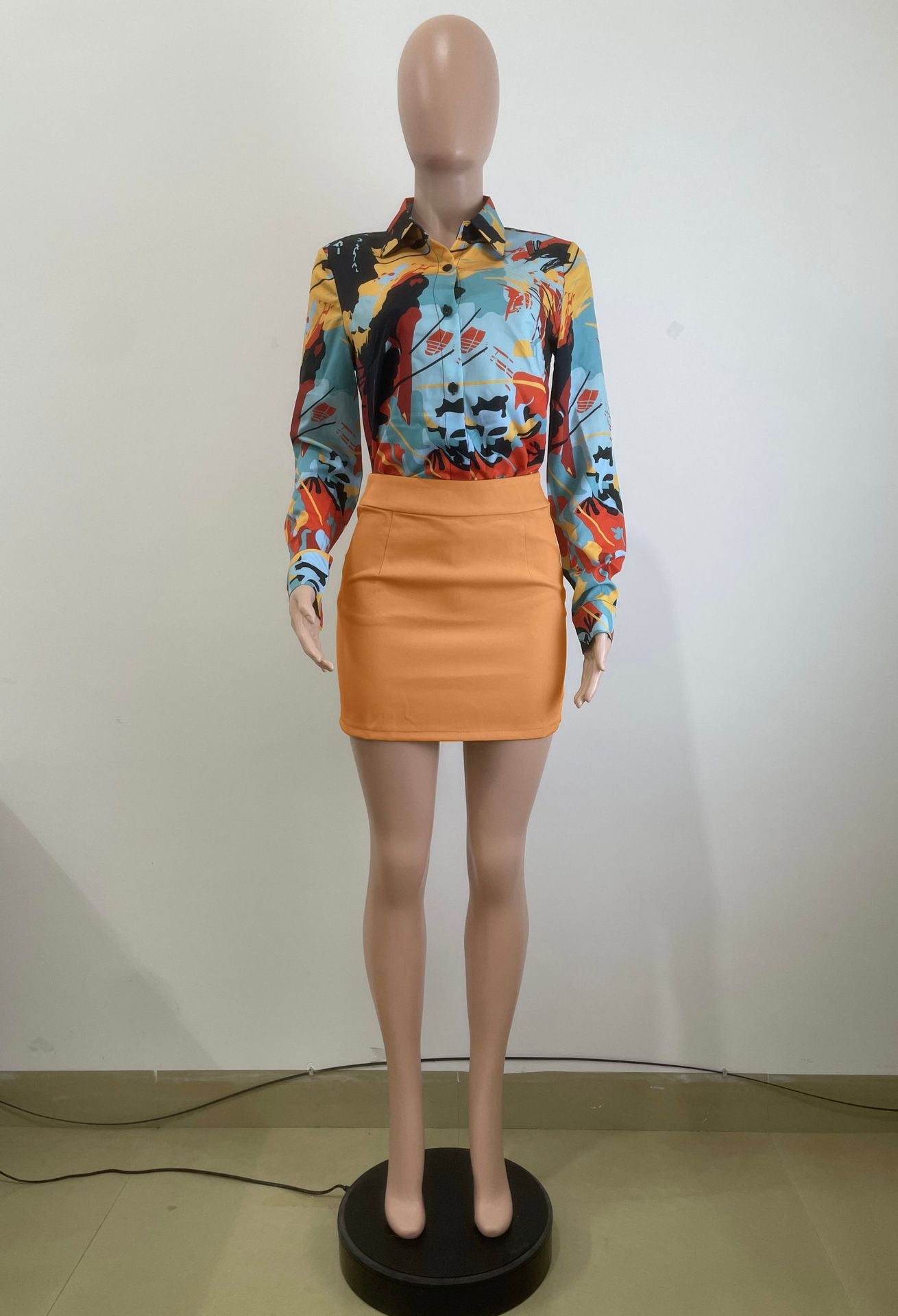 Career Women's Autumn Winter Printed Casual Office Ladies Long-Sleeved Shirts 16