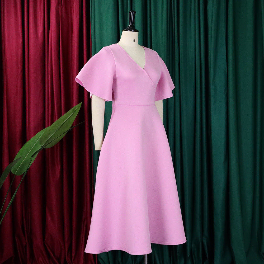 Women's Bell Bottom Sleeve V-Neck Chic Chic Oversized Gown Dress 20