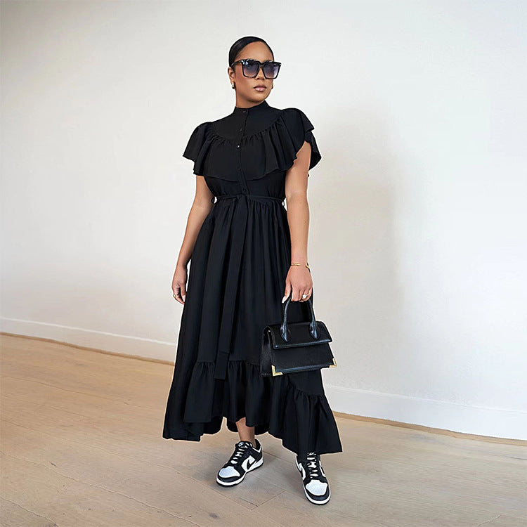 Women Retro Skirt Loose French Shirt Dress 5