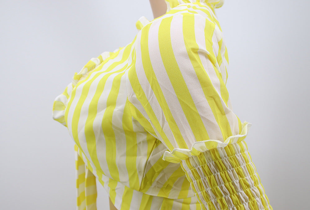 Women striped chiffon print Top and Skirt two-piece set 27