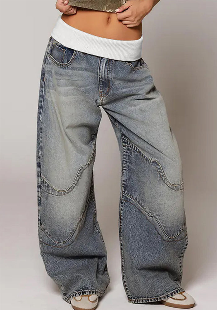 Women's Autumn Winter Fashion Denim Distressed Ripped Loose Pants