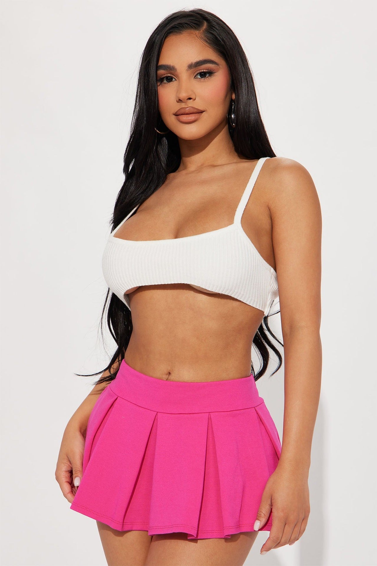 Women Summer Mini Skirt Sexy Lined A-Line Pleated Skirt 3