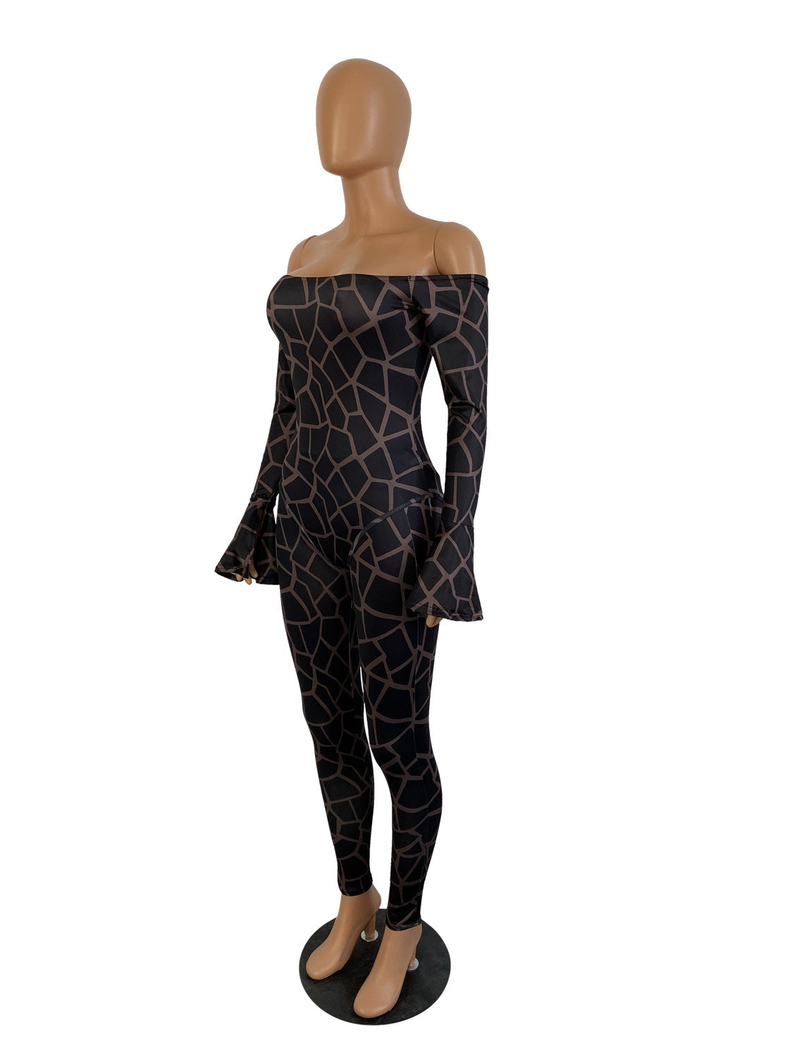 Women Long Sleeve Printed Bodysuit and Pant Two-piece Set 32