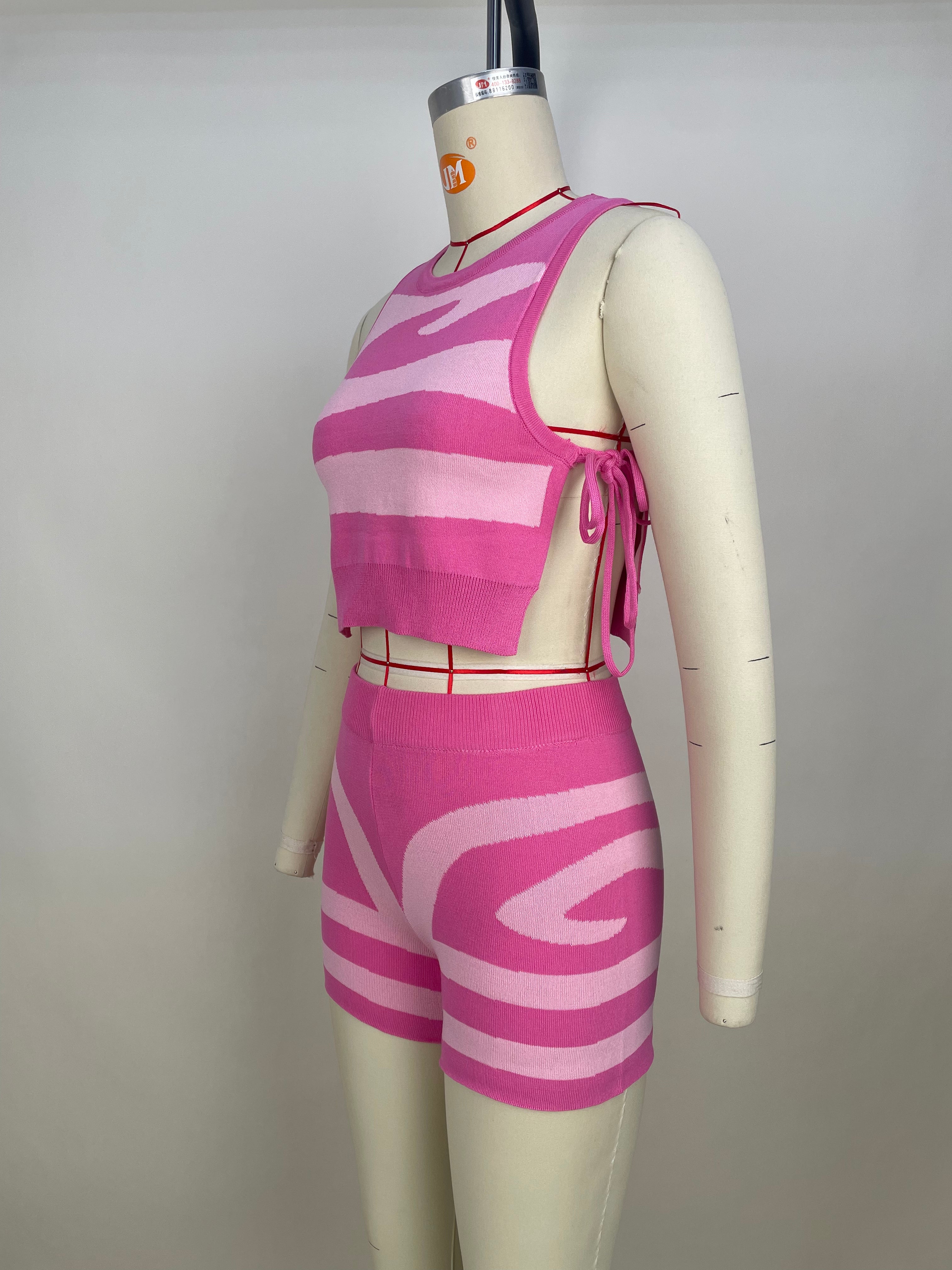 Women's Sleeveless Lace-Up Print Casual Two-Piece Set 34