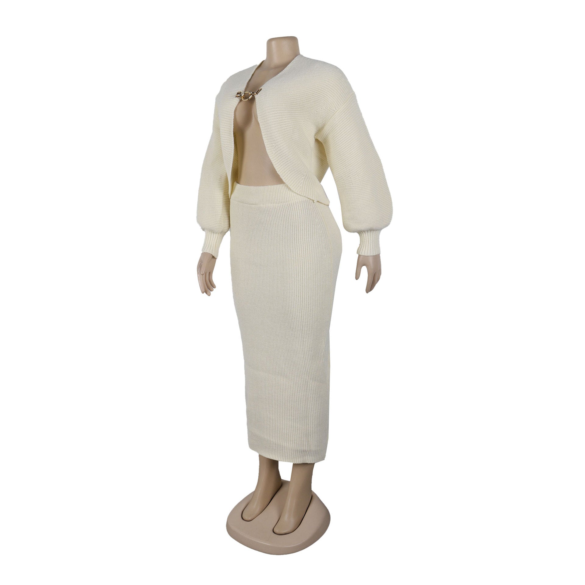 Women cardigan sweater and Bodycon Skirt Two Piece Set 9