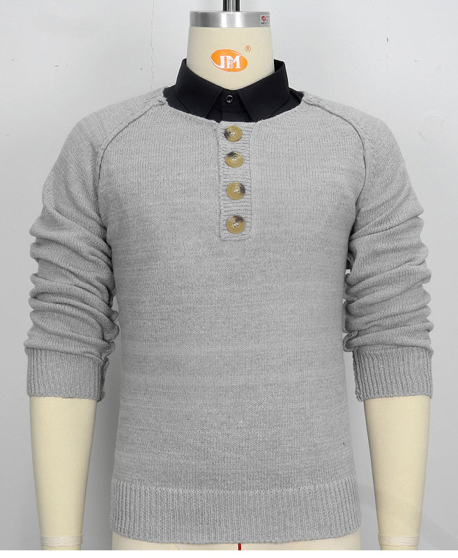 Men's knitting Solid long-sleeved sweater