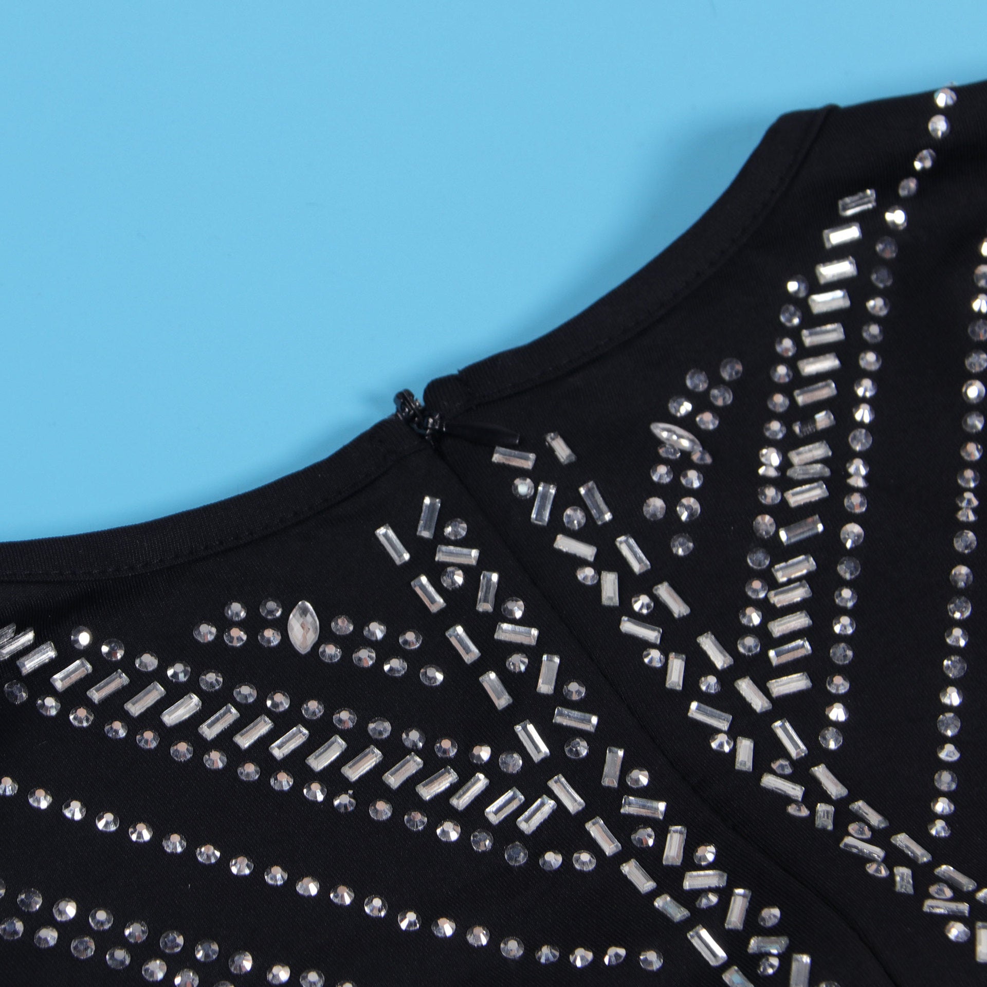 Women Sexy Beaded Bodycon V-Neck Dress 11