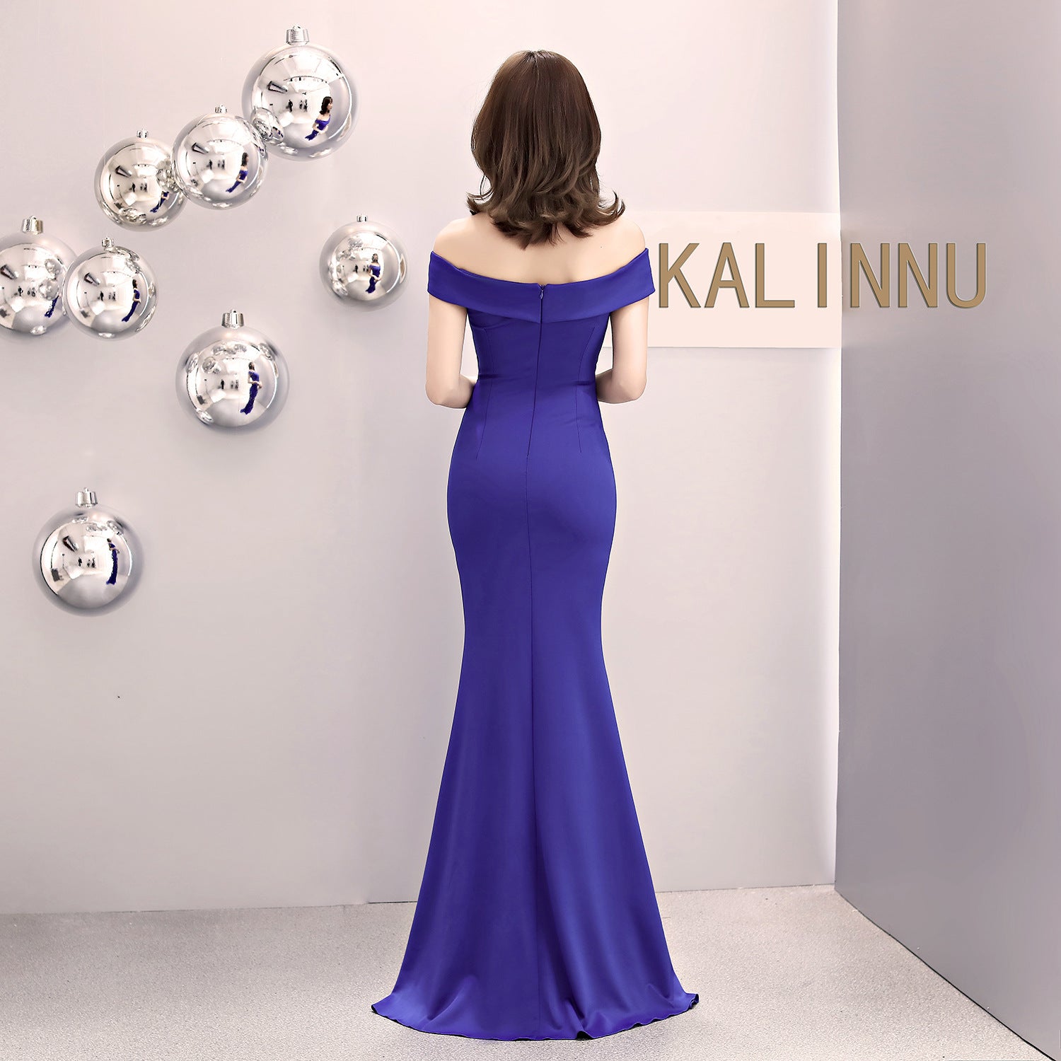 Women Summer Formal Off Shoulder High Slit Mermaid Evening Dress 18