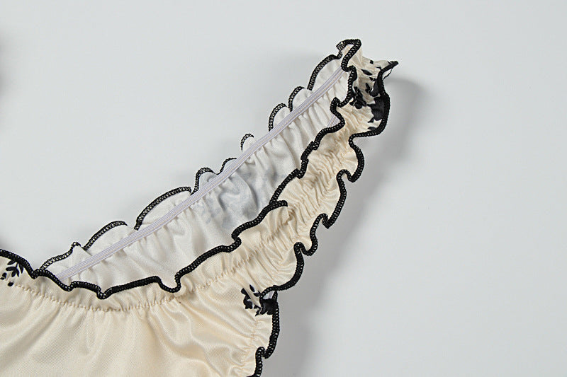 Women Summer French Bow V-Neck Suspender Bodycon Dress 14