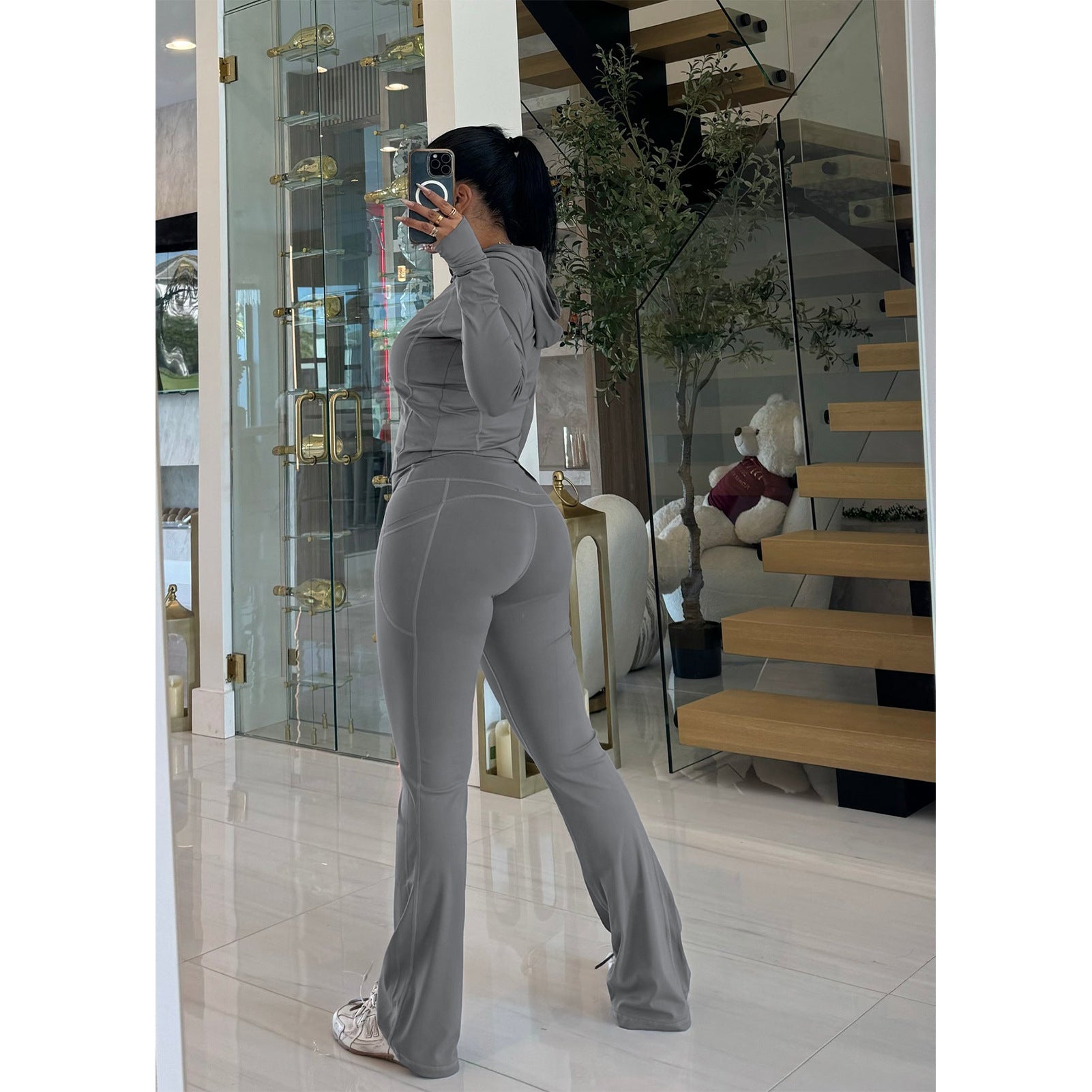 Tight Fitting Quick-Dry Gym Pockets Zipper Yoga Suit Outdoor Running Sportswear 27